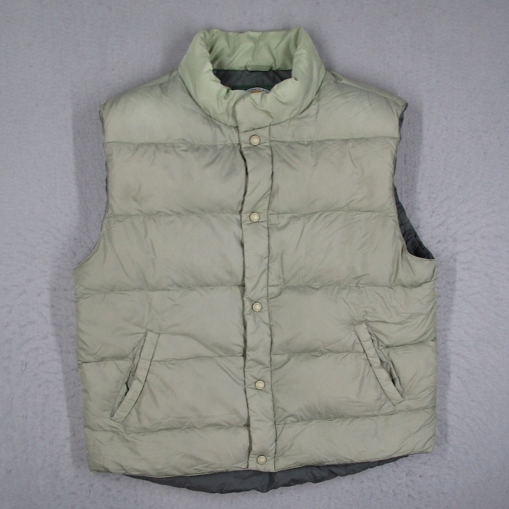 Cabelas Premier Northern Goose Down Puffer Vest Mens Large Sage Green 92-1565